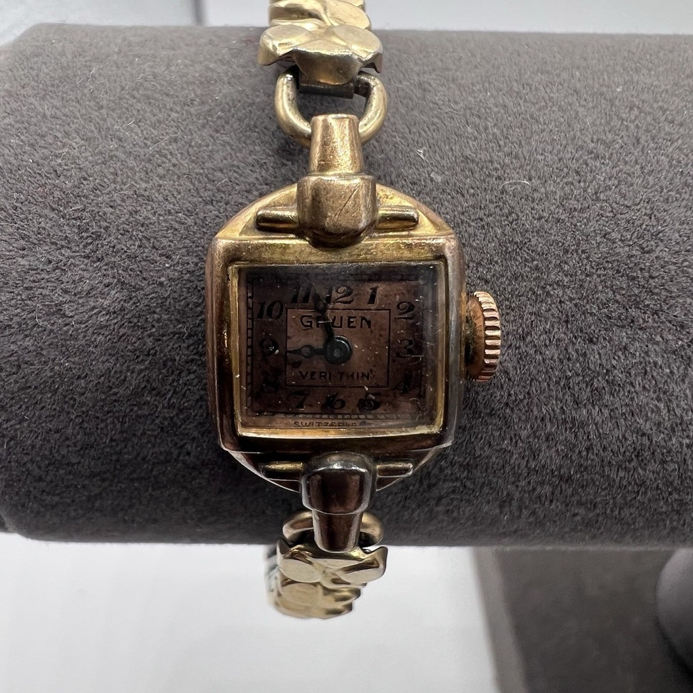 Vintage Gruen Veri-Thin Wind Up Watch Rose Gold Tone Untested Classic Beauty